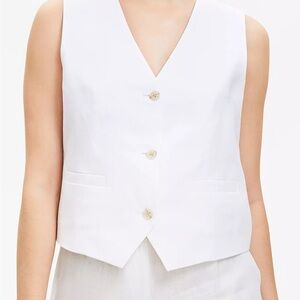 NWT LOFT Linen Cotton Pocket Vest, Size L